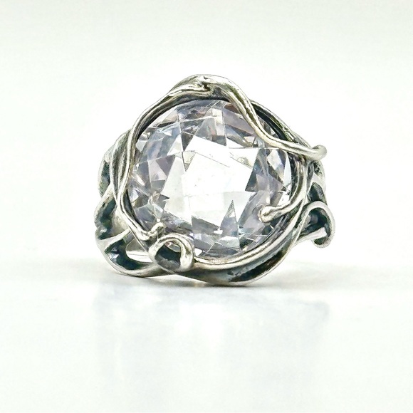 Paz Creations Sterling Silver & CZ Hand Crafted Ring Size 7 - Picture 2 of 10
